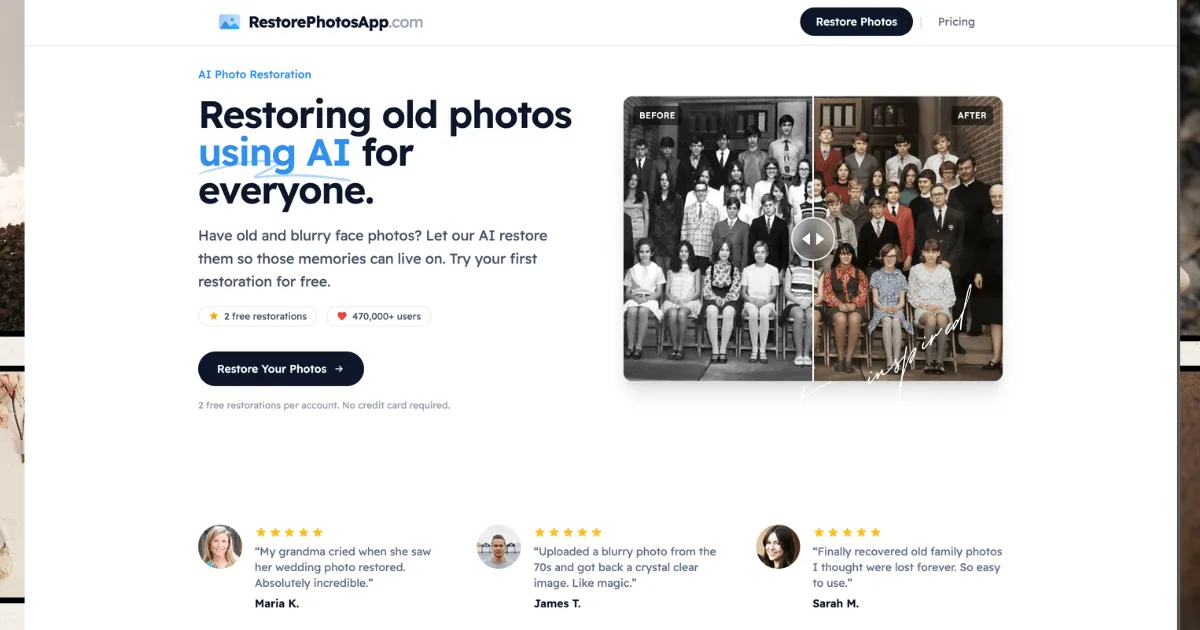 Screenshot of RestorePhotos