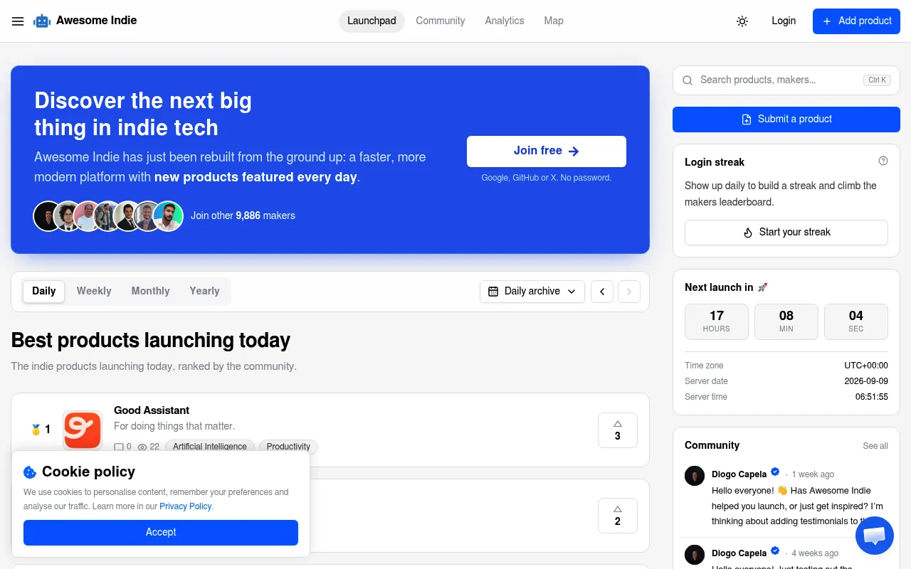 AwesomeIndie homepage