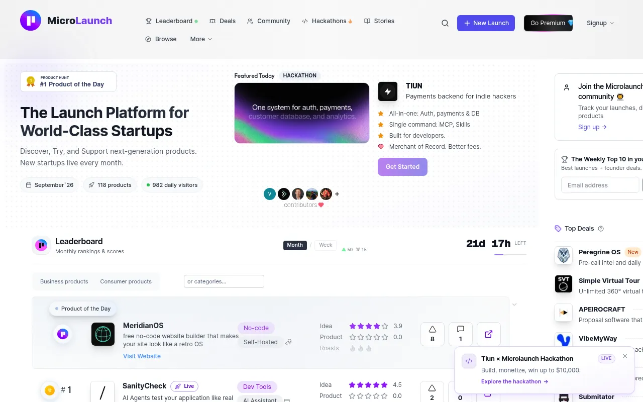 MicroLaunch homepage