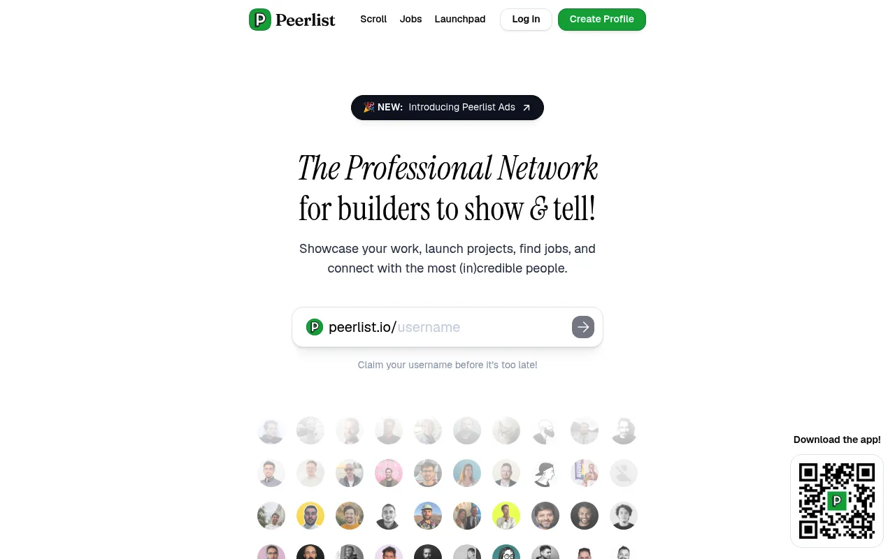 Peerlist homepage