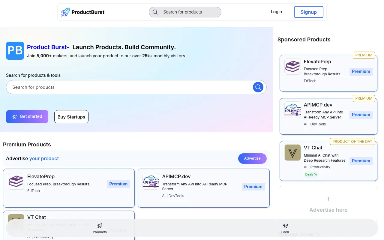 ProductBurst homepage