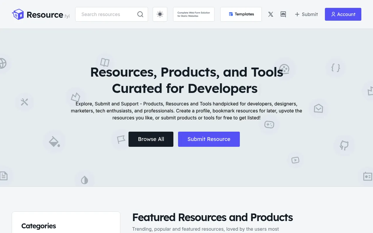 Resource.fyi homepage