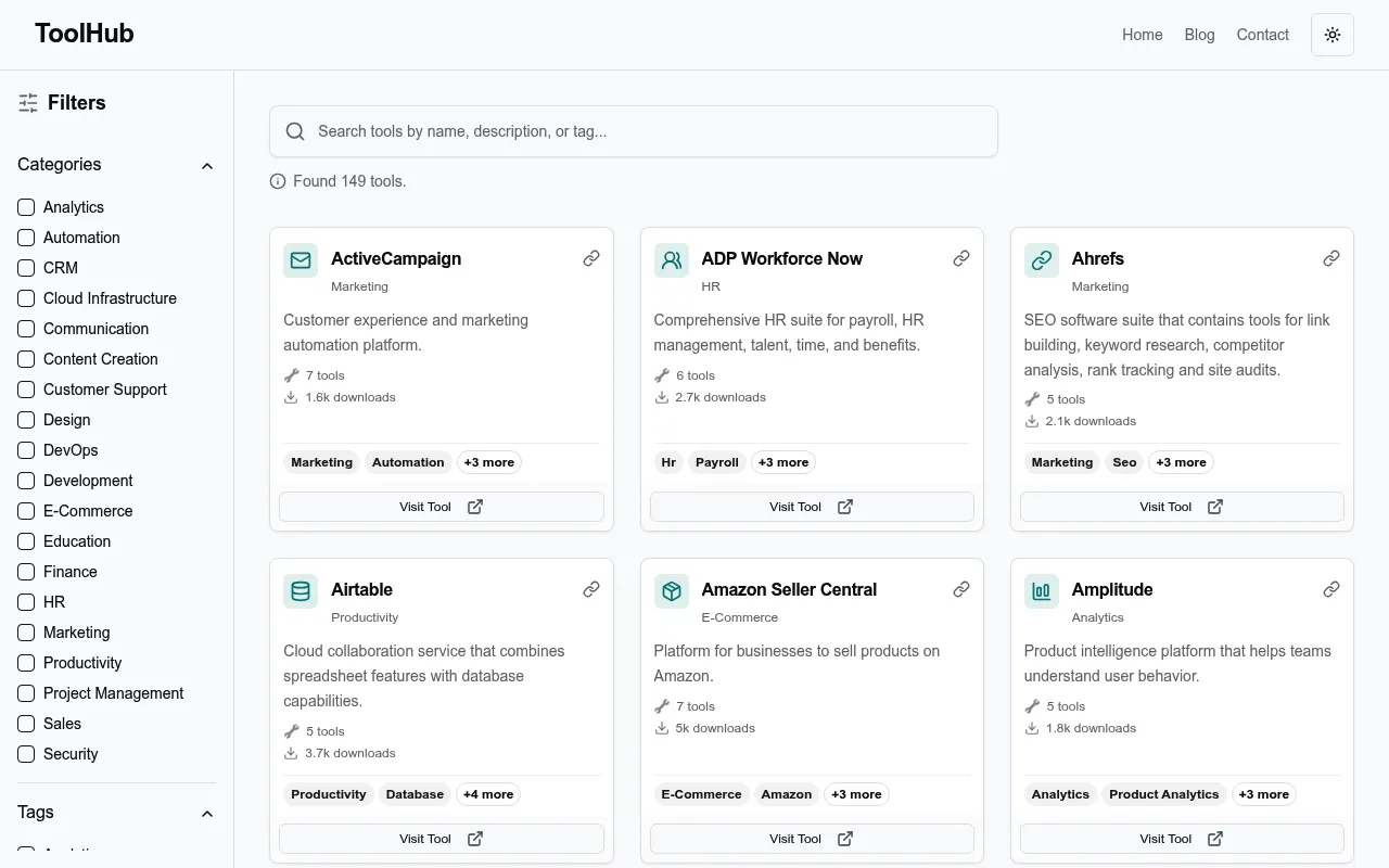 ToolHub homepage